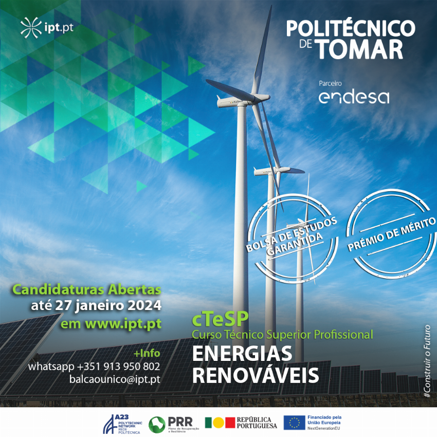 Candidaturas para cTeSP em Energias Renováveis abertas até final de janeiro  